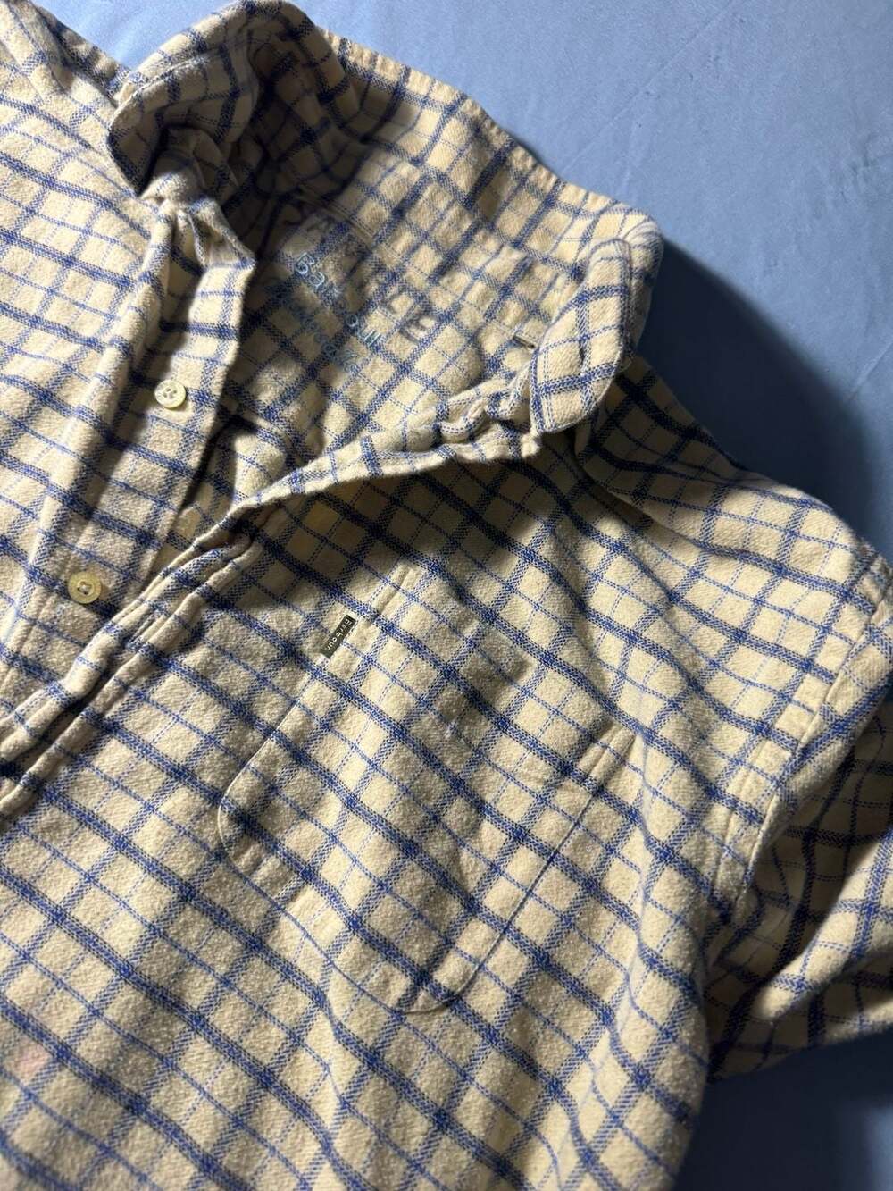 Barbour Tattersall Flannel Shirt Yellow Blue Plaid